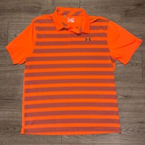 Under Armour Men's Bright Orange Polo with Stripes